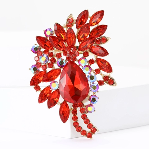 Vintage Luxuriös Legierung Strass Brosche Große Blumen Kristall Pin Für Damen Anzüge Mäntel Schals Schmuck Zubehör