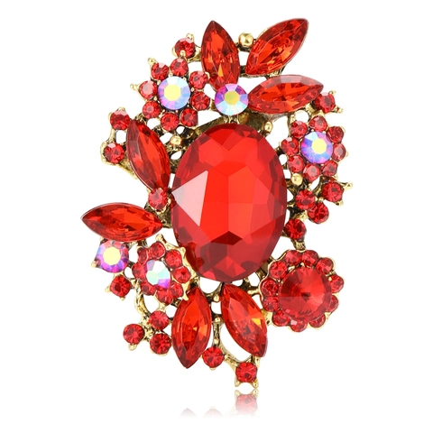 Vintage-Brosche Aus Legierung Mit Elegantem Strassblumen-Design Damen Bankett Anstecknadel Kristall Schmuckzubehör