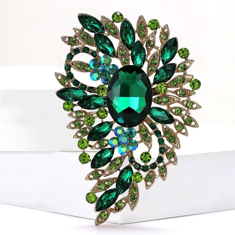 Spilla a Fiore Grande Lussuosa Vintage per Donna in Lega con Strass Intarsiati Elegante Accessorio per Abito e Cardigan