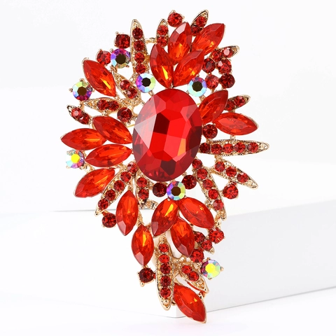 Vintage Legierung Blumen Brosche Pin Luxuriöse Große Strass Eingelegte Korsage Für Damen Elegante Hochzeit Bankett Party Schmuck Zubehör