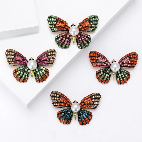 Schmetterling Brosche Für Damen Legierung Strass Künstliche Perle Schmuck Koreanische Mode Bunte Schmetterling Korsage Für Mantel