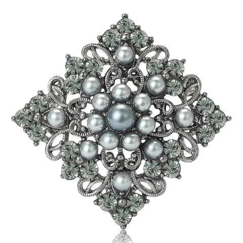 Broche De Flor Geométrica Hueca Vintage Con Perla Artificial Y Cristal De Diamantes De Imitación Alfiler De Solapa Para Mujer Joyas De Fiesta Lujosas