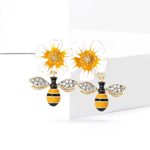 Spilla Vintage in Lega a Forma di Fiore e Ape per Donna Spilla di Lusso con Strass Incastonati Insetto Floreale Gioielli Regalo