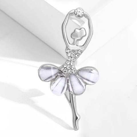 Elegante Legering Strass Dansend Meisje Broche Voor Vrouwen Mode Emaille Ballerina Broche Pin Kleding Corsage Sieraden Accessoires