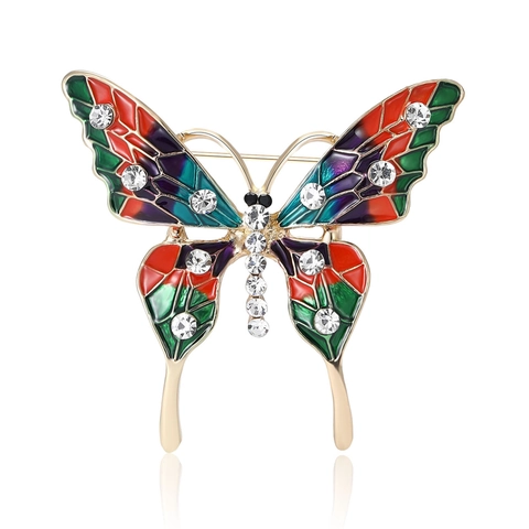 Vintage Legierung Emaille Schmetterling Brosche Für Damen Hochwertige Strass Insekt Brustnadel Mode Schmuck Kleidung Accessoire
