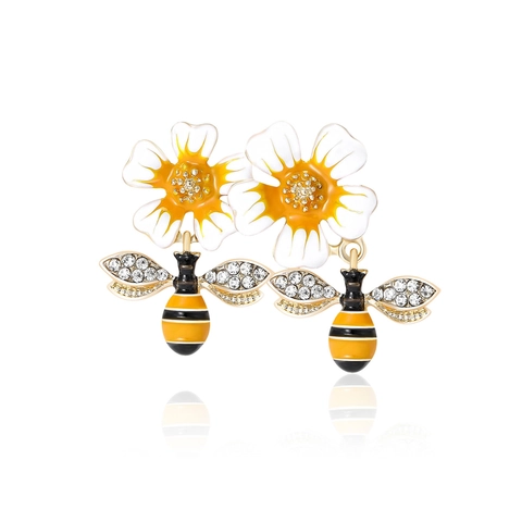 Spilla Vintage in Lega a Forma di Fiore e Ape per Donna Spilla di Lusso con Strass Incastonati Insetto Floreale Gioielli Regalo