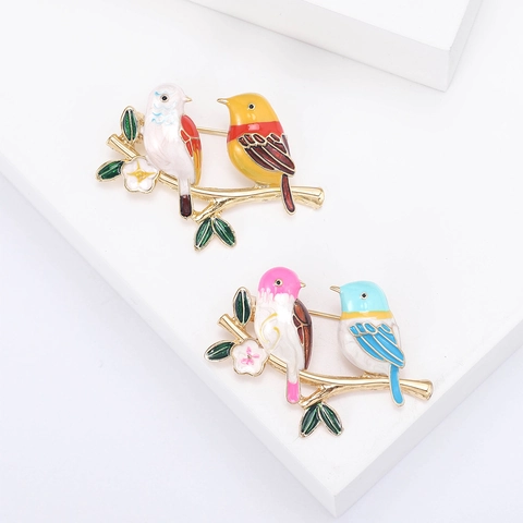 Süße Vogel Emaille Brosche Für Damen Bunte Tier Legierung Pin Mit Strass Für Mantel Hemd Schal Zubehör Mode Schmuck