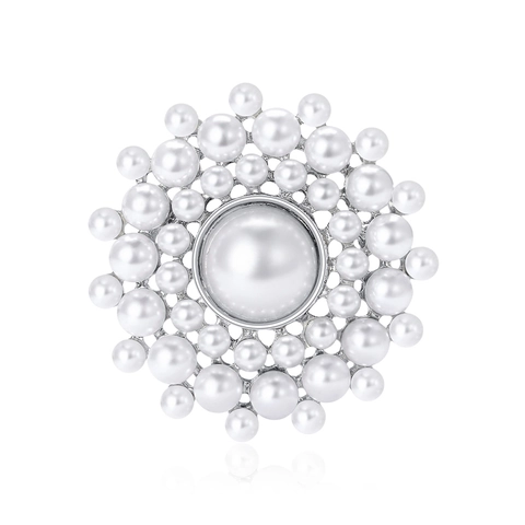 Elegante Broche de Girasol de Aleación para Mujer con Perlas Artificiales Diseño Floral Radial Accesorios de Moda Joyería Regalo