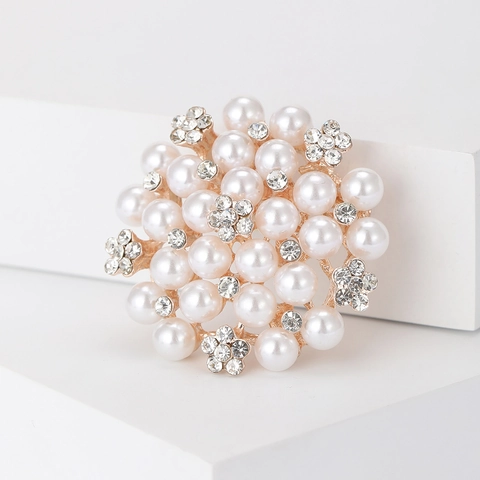 Elegante Broche de Aleación con Forma de Flor y Copo de Nieve Con Perla Artificial Strass para Mujer Joyería Delicada Accesorios para Ropa Regalo