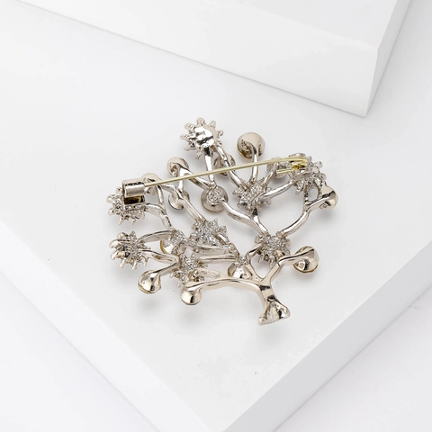 Spilla a Forma di Albero in Lega Moda Occidentale con Strass Multicolore Intarsiato Clip per Sciarpa da Donna Gioielli Regalo