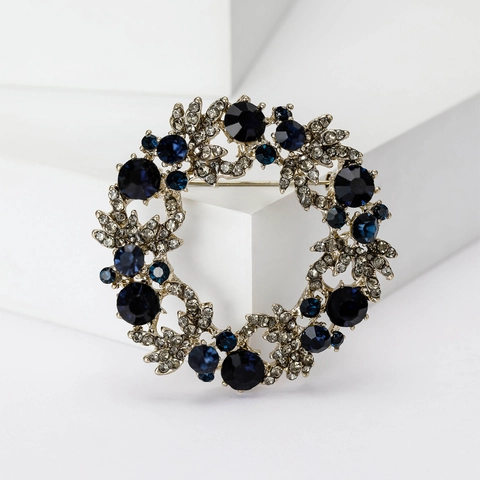 Broche de Guirnalda de Navidad de Aleación con Diamantes de Imitación Vintage Elegante Alfiler de Flores para Mujer Joyería de Fiesta