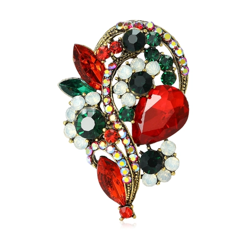 Vintage Legierung Blume Brosche Luxuriöse Strass Eingelegte Hohl Floral Pin Zubehör Für Damen Anzüge Und Mäntel Dekoration
