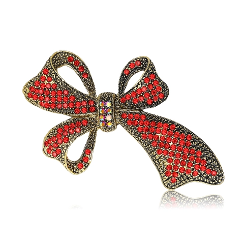 Vintage Strik Brosche Voor Dames Heren Legering Ingelegd Met Strass Elegant Retro Kleding Sieraden Accessoires Banket Cadeau