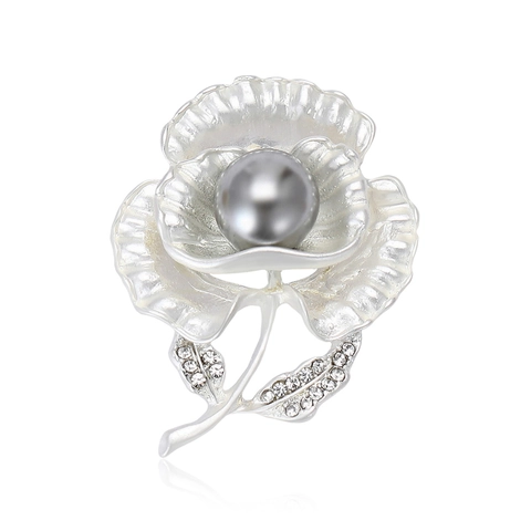 Eleganter Stiefmütterchen Blumen Brosche Für Damen Legierung Matt Gold Silber Plattiert Künstliche Perle Strass Anstecknadel Vintage Schmuck
