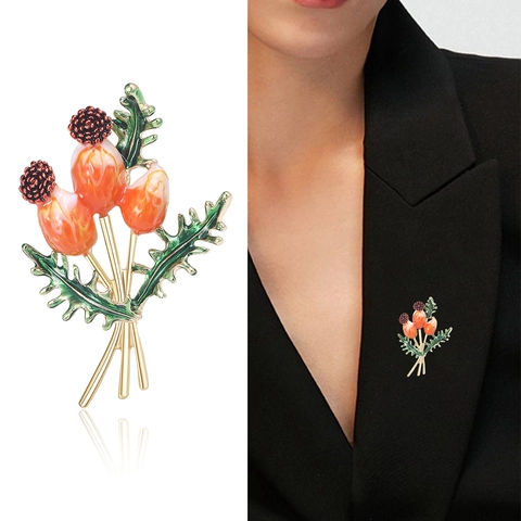 Elegante Spilla a Forma di Fiore di Cardo in Lega con Goccia d'Olio Pianta Spilla Moda Abiti Corsetto Donna Gioielli Accessori