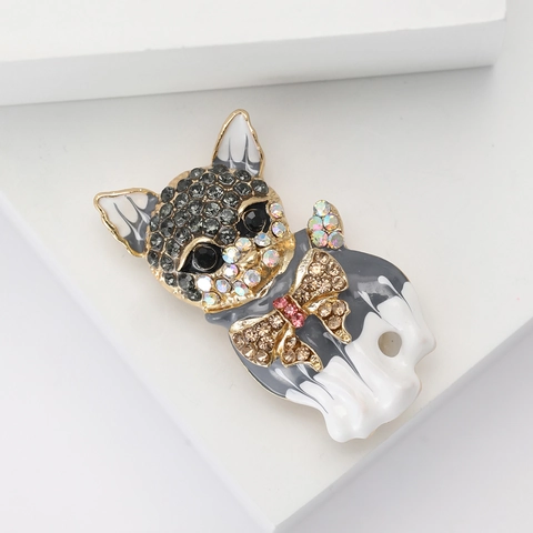 Cute Enamel Cat Brooch For Men Women Cartoon Animal Alloy Rhinestone Lapel Pin Fashion Suit Coat Corsage Jewelry Accessory