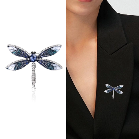 Spilla in Lega di Libellula Vintage Olio Dipinto a Mano Strass Perla Artificiale Animale Insetto Pin per Donna Gioielli di Moda