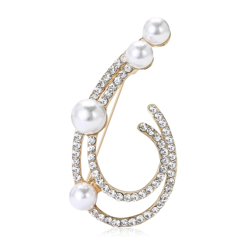 Elegante Spilla in Lega con Perle Artificiali e Strass per Donna Stile Coreano Minimalista Spilla Floreale per Vestiti e Abiti