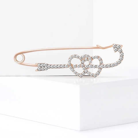 Spilla di Sicurezza in Lega con Cuore e Freccia Strass Placcata Oro Argento Spille Cupido per Abito Cappotto Matrimonio Gioielli Donna