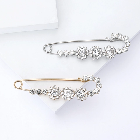 Elegante Spilla a Fiore in Lega con Strass per Donna Moda Elegante Spilla di Sicurezza per Cappotto Maglione Gioielli