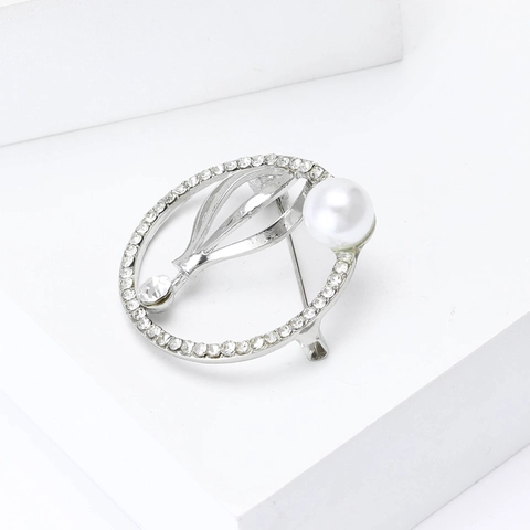 Elegante Legierung Strass Kunstperle Heißluftballon Brosche Runde Ausgehöhlte Anstecknadeln Für Damen Hochzeit Bankett Schmuck