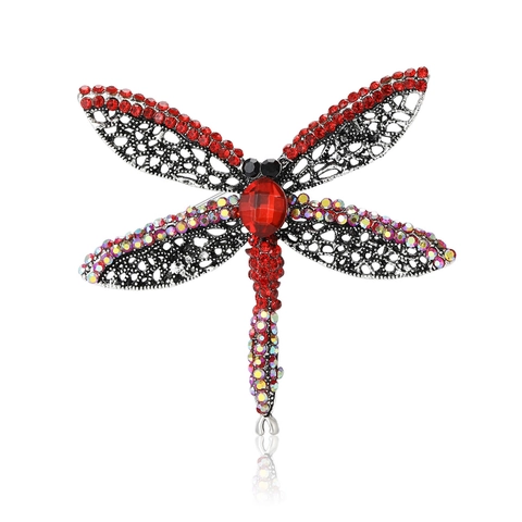 Spilla Libellula in Lega Vintage Con Strass per Donna Squisita Spilla da Corsage Insetto Svuotata Gioielli di Moda Eleganti per Abbigliamento