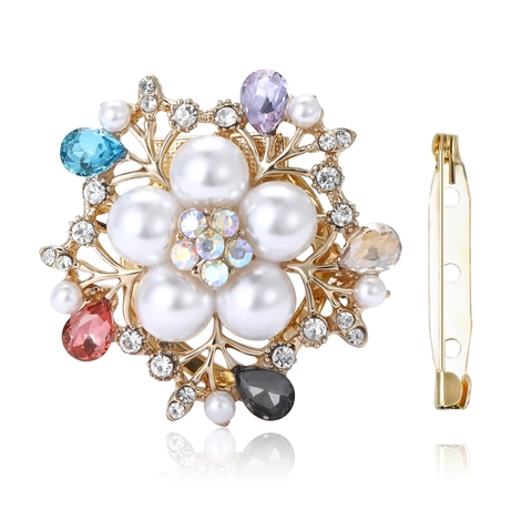 Vintage Blumen Brosche Für Damen Legierung Künstliche Perle Strass Seidenschal Schnalle Pin Mode Schmuck Accessoire Für Hochzeit