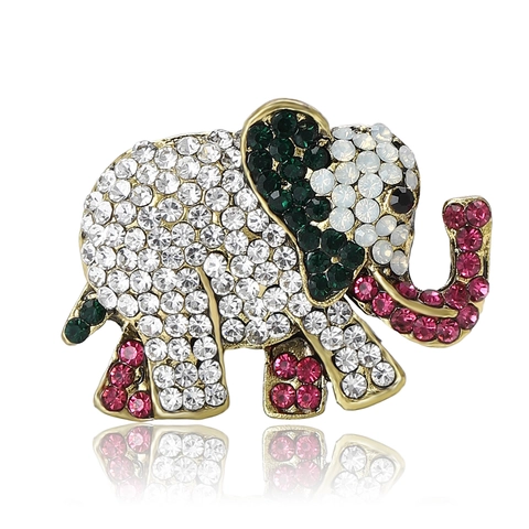 Mode Legierung Strass Elefant Brosche Mehrfarbig Kristall Tier Brosche Pin Vergoldeter Schmuck Für Anzug Strickjacke Damen Herren