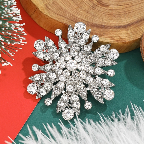 Spilla Vintage a Fiocco di Neve per Donna Spilla in Lega di Alta Qualità con Strass e Cristalli Gioielli di Natale Accessori per Abbigliamento