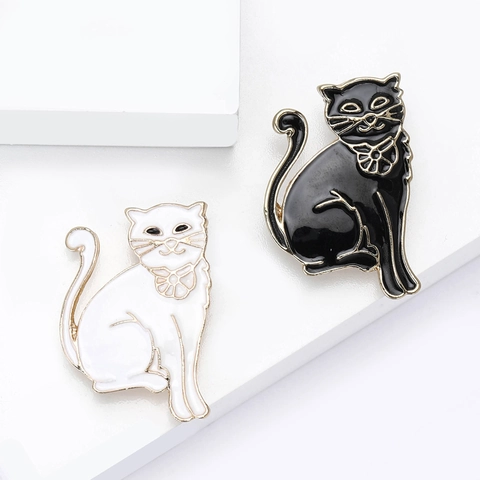 Elegante Spilla a Forma di Gatto Seduto in Smalto per Donna in Lega di Olio a Goccia Fiore Colletto Animale Spilla da Bavero Accessori