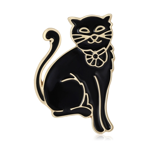 Elegante Broche de Gato de Aleación de Esmalte Lindo Animal de Dibujos Animados Pin de Solapa Para Ropa Joyería de Moda