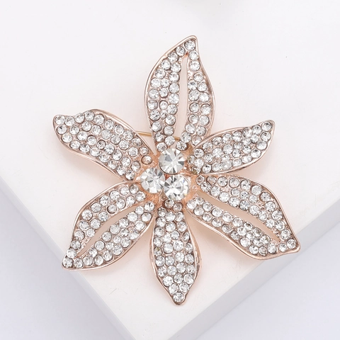 Eleganter Legierung Strass Blumenbrosche Damen Herren Floral Corsage Für Hochzeit Party Bankett Mode Accessoires Schmuck Geschenk