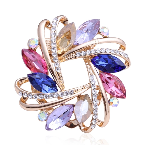 Lussuosa Spilla a Fiore in Lega con Strass per Donna Elegante Fibbia per Sciarpa a Spirale in Cristallo Accessorio Gioielli