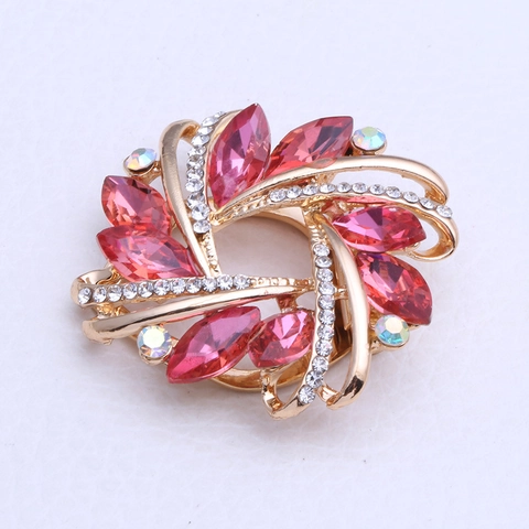 Lussuosa Spilla a Fiore in Lega con Strass per Donna Elegante Fibbia per Sciarpa a Spirale in Cristallo Accessorio Gioielli