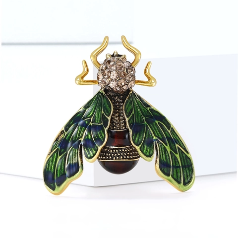 Vintage Emaille Insekt Käfer Brosche Für Damen Herren Legierung Strass Zikade Käfer Pin Mode Schmuck Geschenk