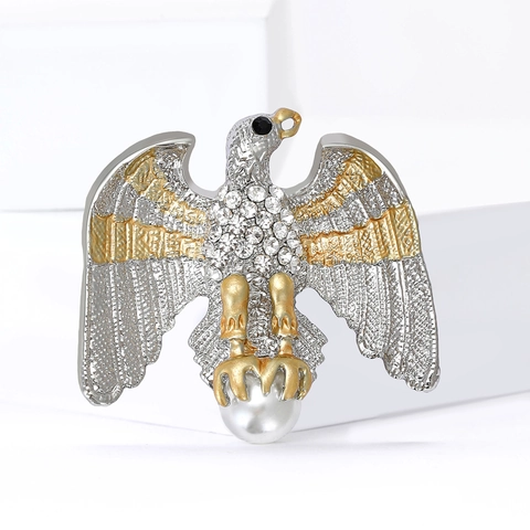 Elegante Spilla a Forma di Aquila di Lusso in Lega con Strass e Perla Artificiale per Donna Gioielli per Spilla da Bavero Animale