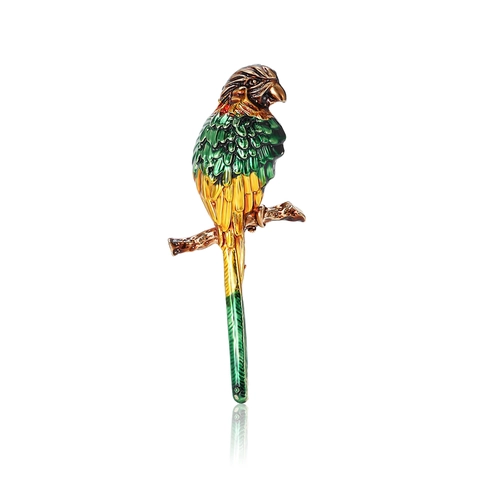 Vintage Enamel Parrot Brooch For Men Women Alloy Animal Bird Lapel Pin For Suit Cardigan Colorful Corsage Jewelry Gift