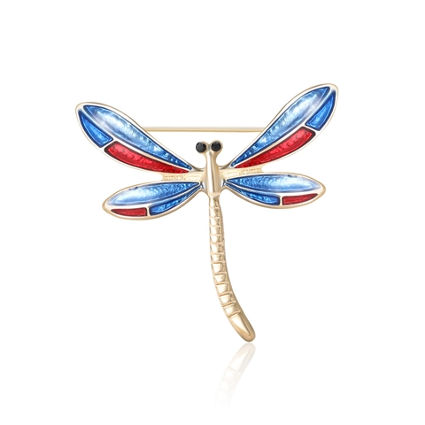 Elegant Alloy Enamel Dragonfly Brooch Vintage Insect Lapel Pin With Rhinestone Eyes Fashion Women Corsage Dress Jewelry Gift