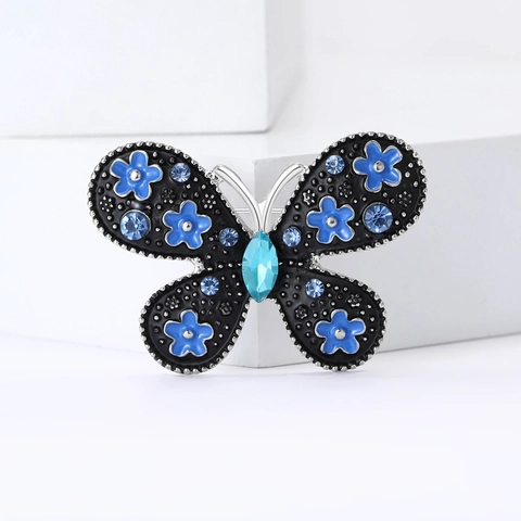 Vintage Legierung Emaille Schmetterling Brosche Für Damen Exquisite Strass Blumen Insekt Reversnadel Für Anzug Mantel Schmuck Dekor