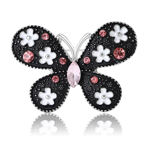 Vintage Legierung Emaille Schmetterling Brosche Für Damen Exquisite Strass Blumen Insekt Reversnadel Für Anzug Mantel Schmuck Dekor