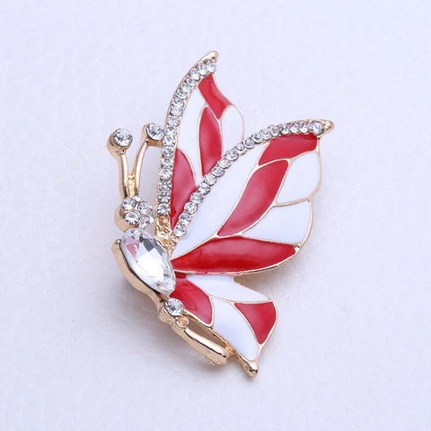 Vintage Legering Vlinder Broche Voor Dames Elegante Strass Ingelegde Emaille Vlinder Reversspeld Accessoire Pak Sieraden