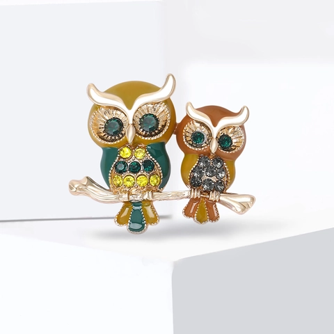 Vintage Alloy Owl Brooch With Colorful Enamel And Rhinestones Animal Shape Pin Fashion Jewelry Accessory For Women Men