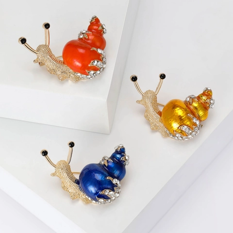 Broche de Esmalte Forma de Caracol en Aleación Con Strass para Mujeres Joyería Diseño de Animal Alfiler Creativo Accesorios Ropa