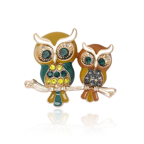 Vintage Alloy Owl Brooch With Colorful Enamel And Rhinestones Animal Shape Pin Fashion Jewelry Accessory For Women Men