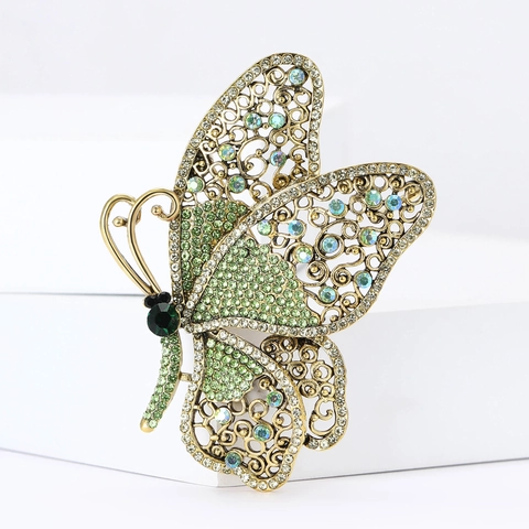 Vintage Legierung Strass Schmetterling Brosche Für Damen Hohl Insekt Korsage Mode Schmuck Zubehör