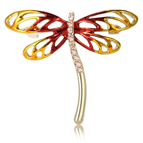 Spilla Libellula in Lega di Smalto alla Moda con Ali Cave di Strass Gioielli da Donna per Matrimoni e Banchetti