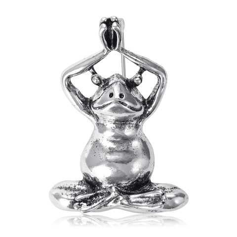 Spilla Rana Yoga Vintage Creativa Animale Namaste Posa Lega Strass Smalto Meditazione Rana Gioielli Spilla da Bavero