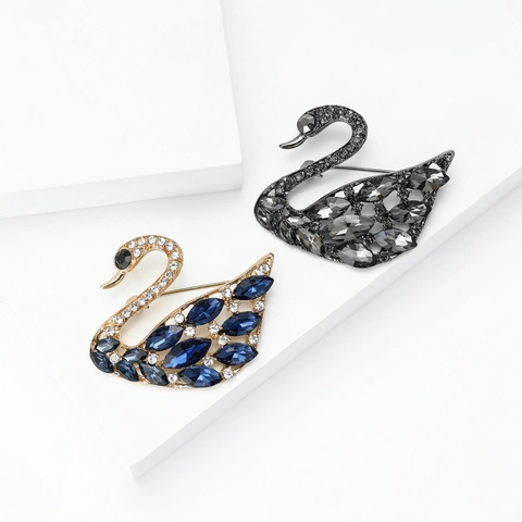 Elegante Spilla a Forma di Cigno in Lega con Strass per Donna Accessori Gioielli di Moda per Matrimonio Banchetto Festa Regalo