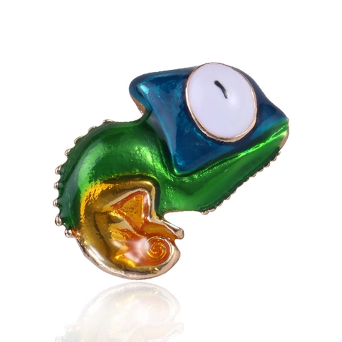 Vintage Legierung Chamäleon Brosche Bunter Verlauf Emaille Tierform Anstecknadel Strass Besetzt Mode Anzug Kleid Zubehör