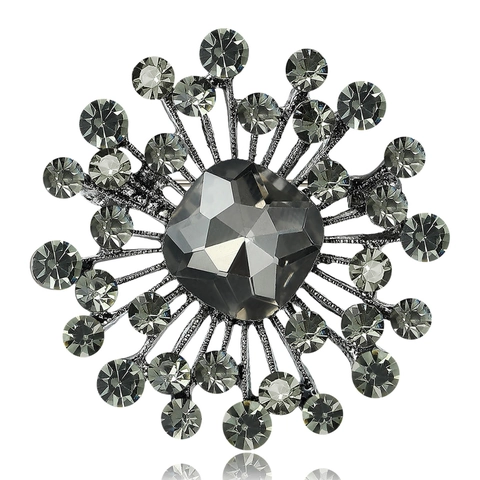 Spilla Radiale a Forma di Stella in Lega di Strass Vintage Grande Spilla a Fiore di Cristallo per Donna Festa Accessori di Natale
